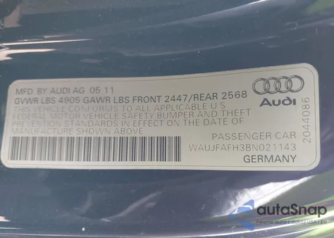 2011 Audi A5 Premium Plus z USA, uszkodzony, nr VIN WAUJFAFH3BN021143
